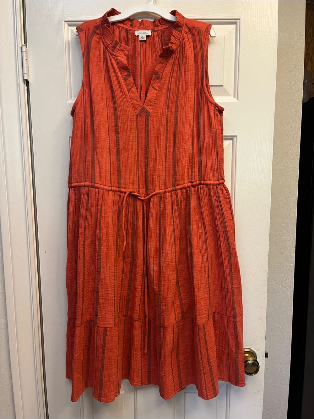 Sundance Red-Orange Sleeveless Tiered Dress M/L NWOT